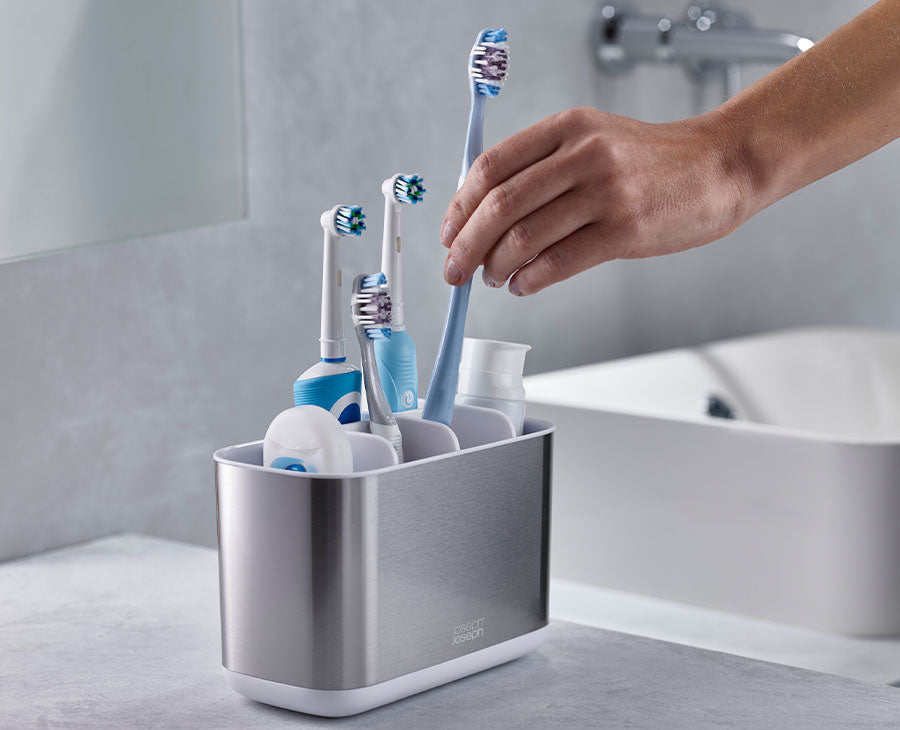 joseph-joseph-easystore-stainless-steel-large-toothbrush-holder image 2
