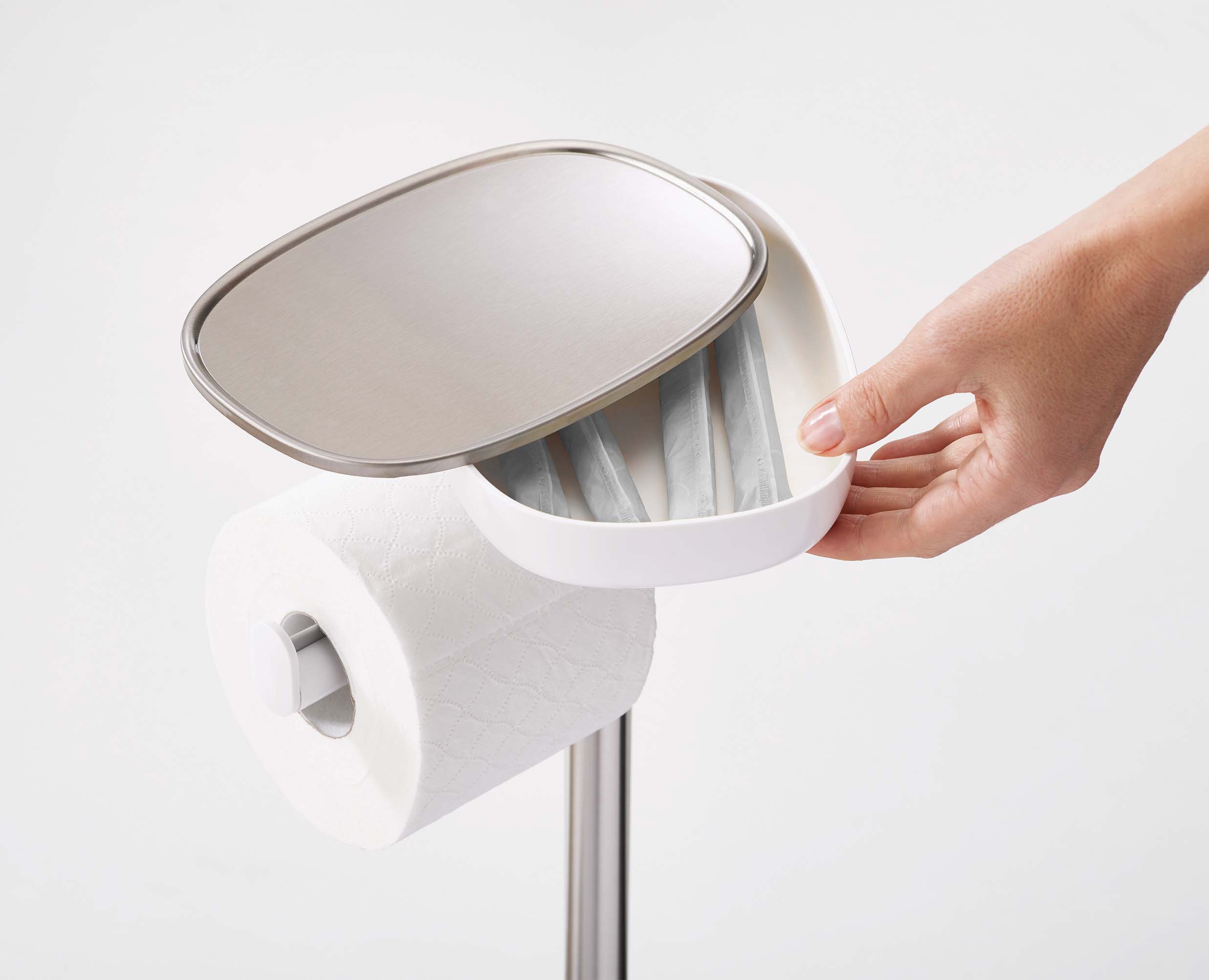 joseph-joseph-easystore-plus-stainless-steel-toilet-roll-holder-with-toilet-brus image 4