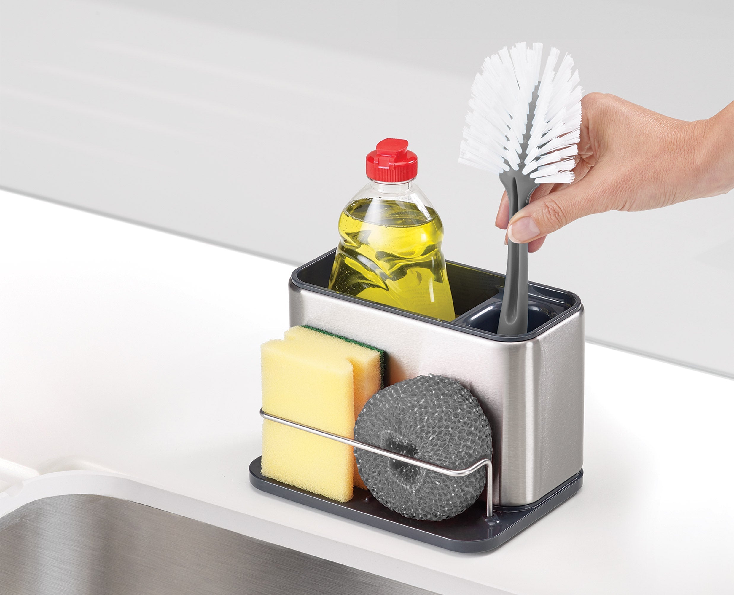 joseph-joseph-2-piece-stainless-steel-drainer-sink-organisation-set image 5