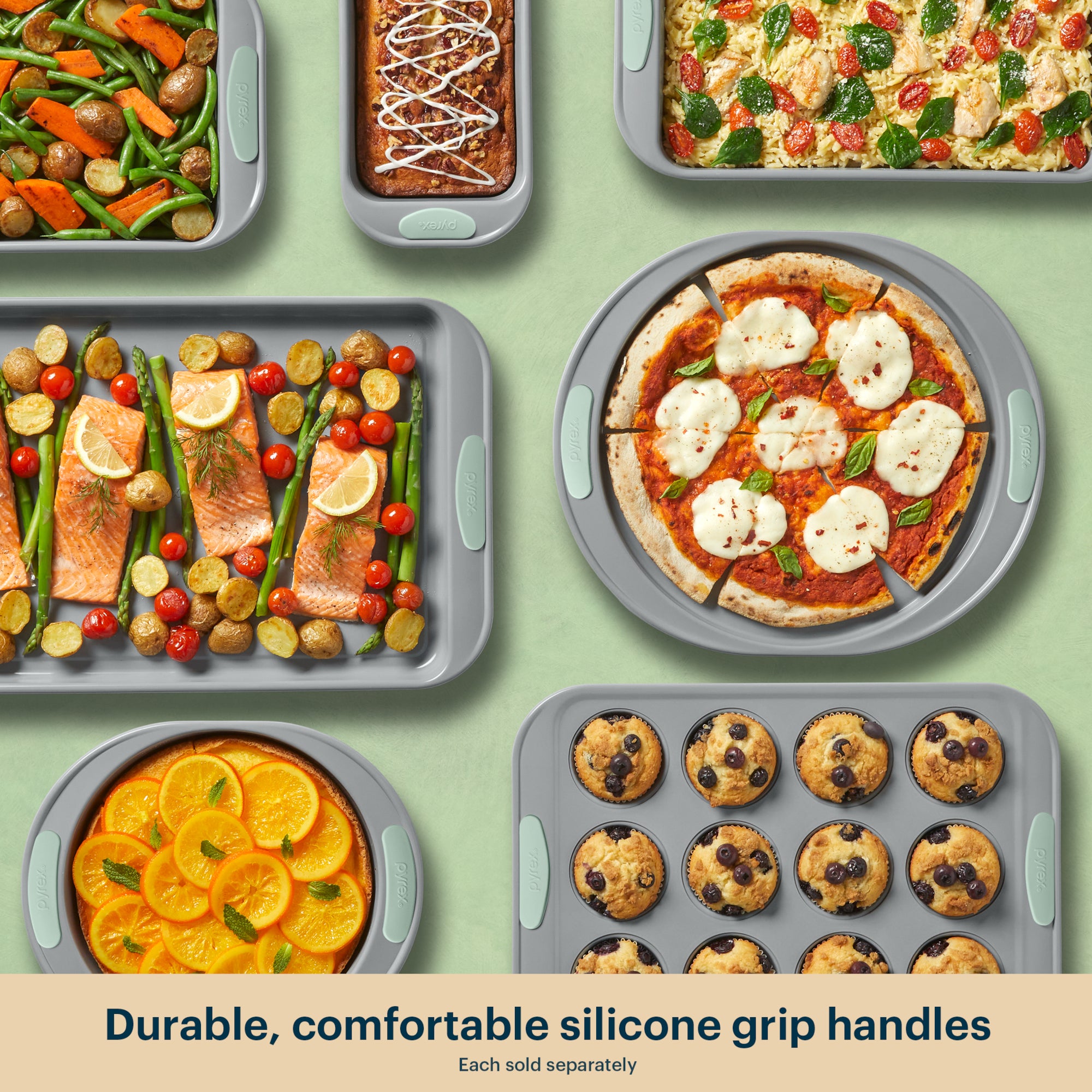 pyrex-metal-bakeware-3-piece-large-cookie-sheet-set-in-sage image 5