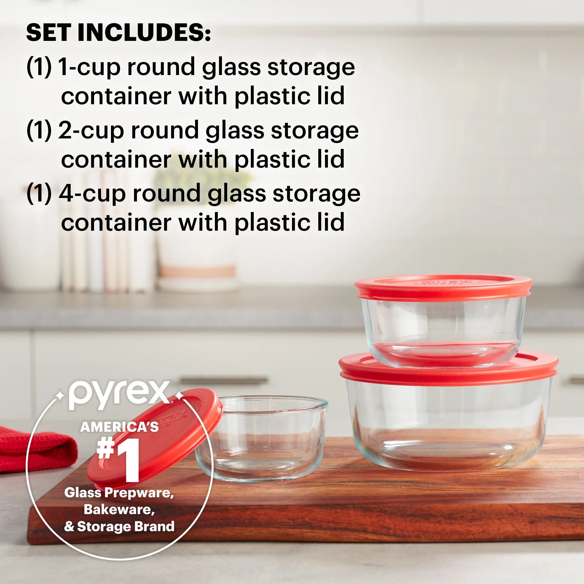 pyrex-simply-store-6-piece-round-glass-food-storage-set-with-red-lids image 2