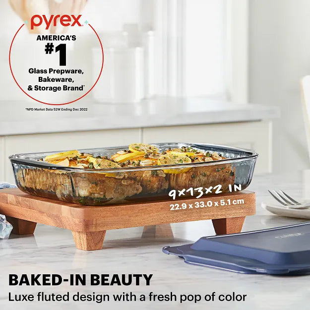 pyrex-colors-sculpted-tinted-9-x-13-baking-dish-with-plastic-lid-smoke image 2