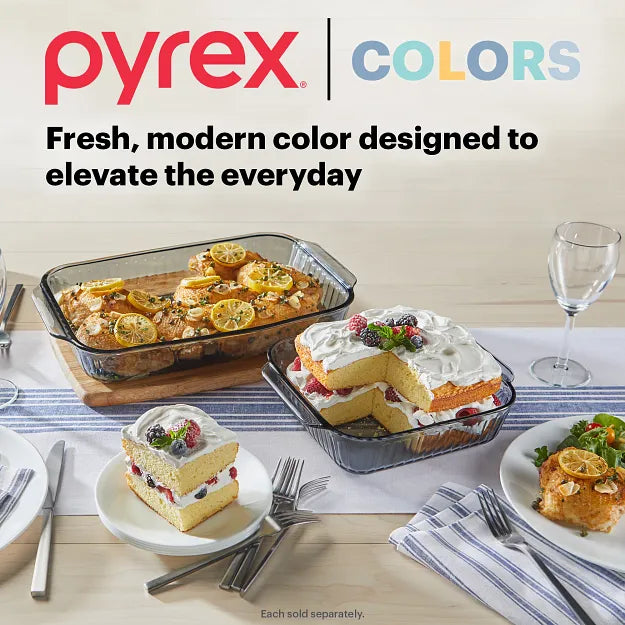 pyrex-colors-sculpted-tinted-9-x-13-baking-dish-with-plastic-lid-smoke image 4