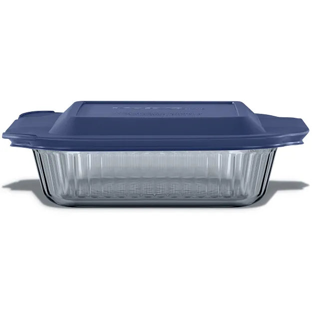 pyrex-colors-sculpted-tinted-8-square-baking-dish-with-plastic-lid-smoke image 1