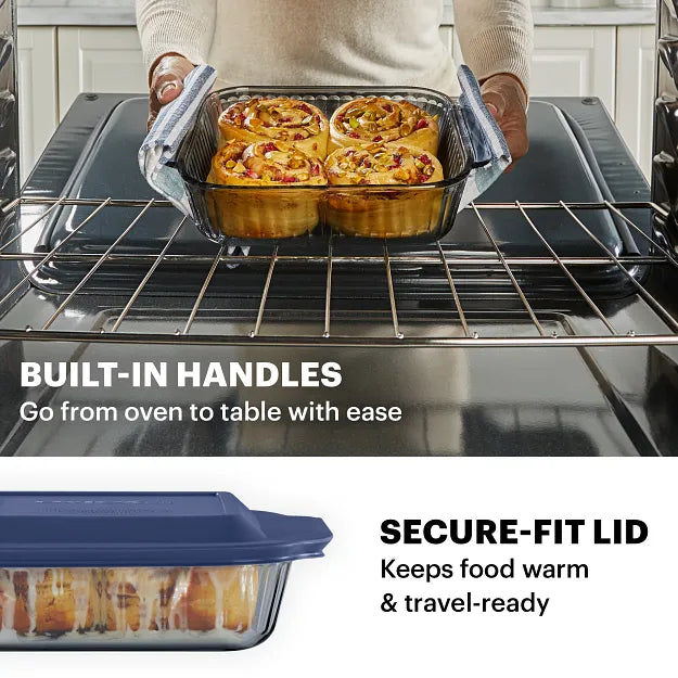 pyrex-colors-sculpted-tinted-8-square-baking-dish-with-plastic-lid-smoke image 4