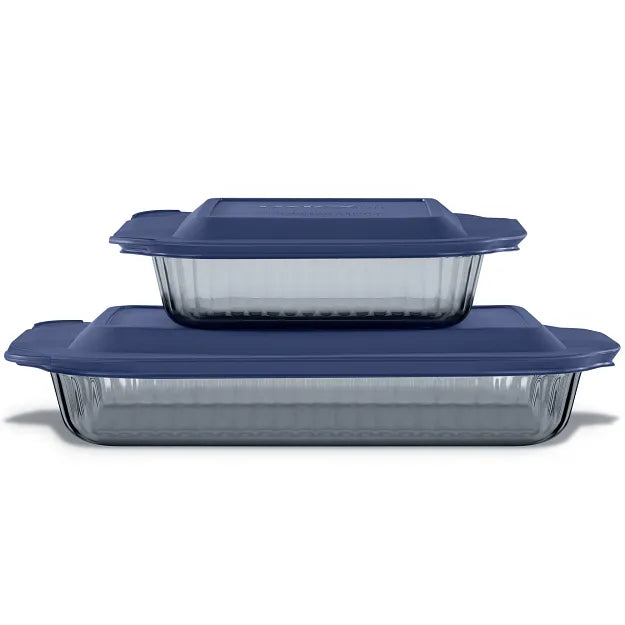 pyrex-colors-sculpted-tinted-4-piece-baking-set-with-plastic-lids-smoke image 1