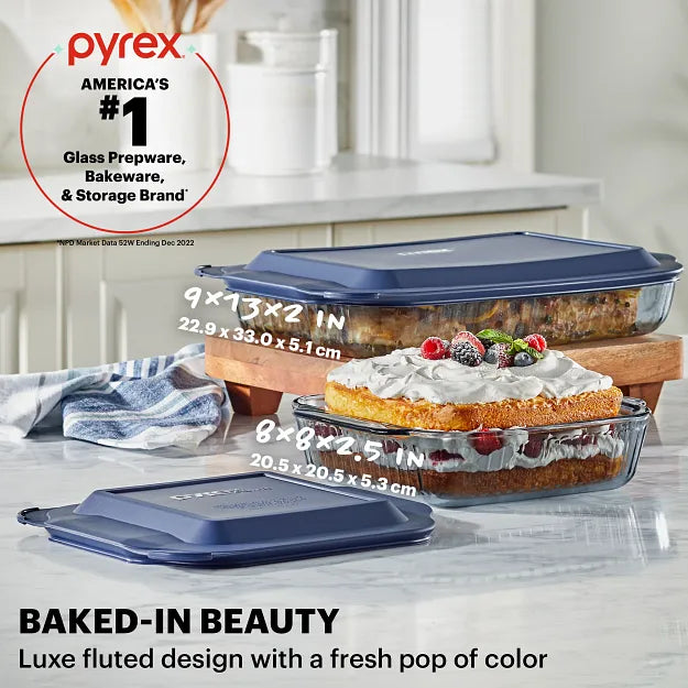 pyrex-colors-sculpted-tinted-4-piece-baking-set-with-plastic-lids-smoke image 3