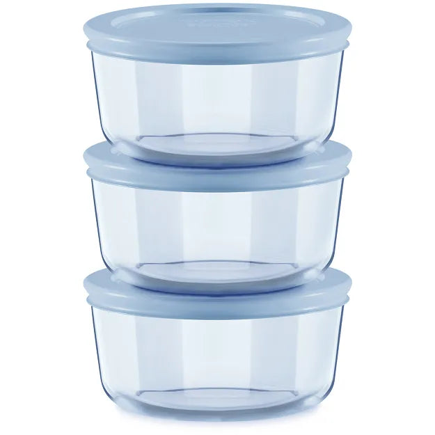 pyrex-simply-store-tinted-6-piece-round-storage-value-pack-with-blue-plastic-lid image 1