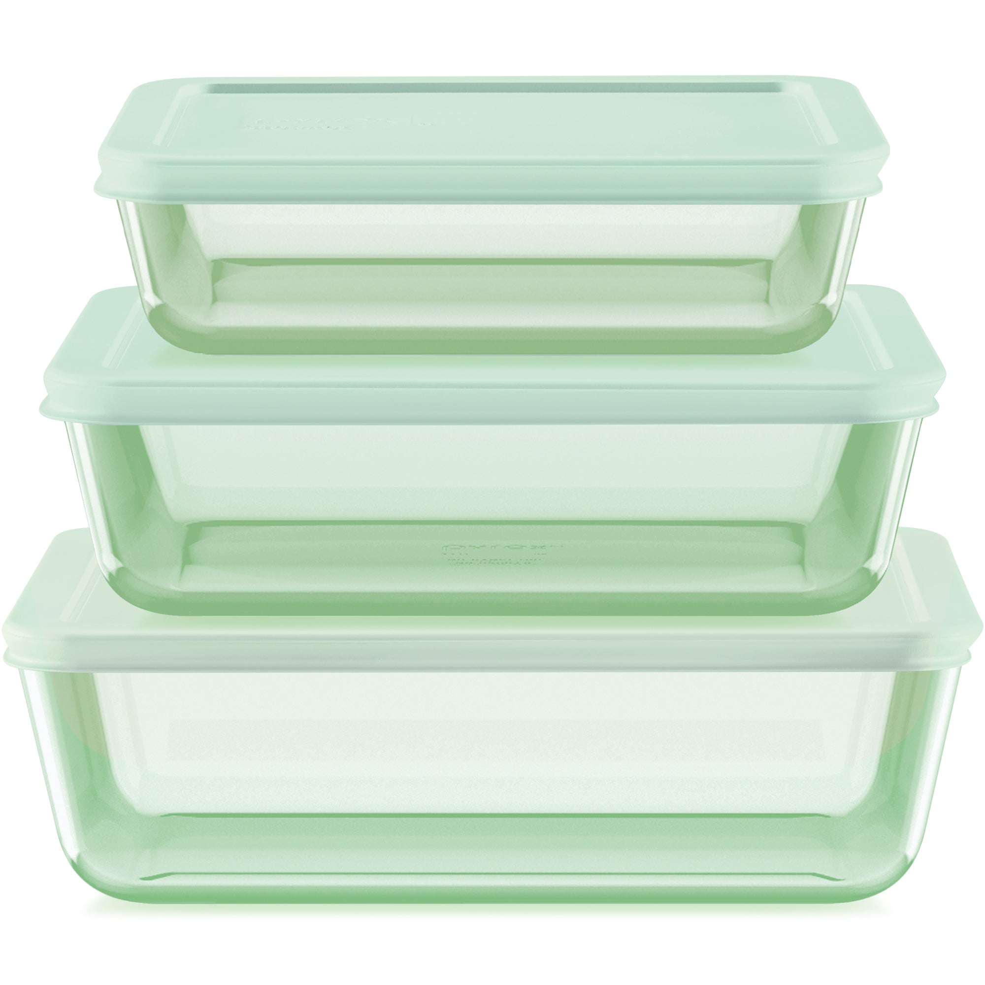 pyrex-simply-store-tinted-6-piece-rectangle-glass-storage-set-with-green-lids image 1