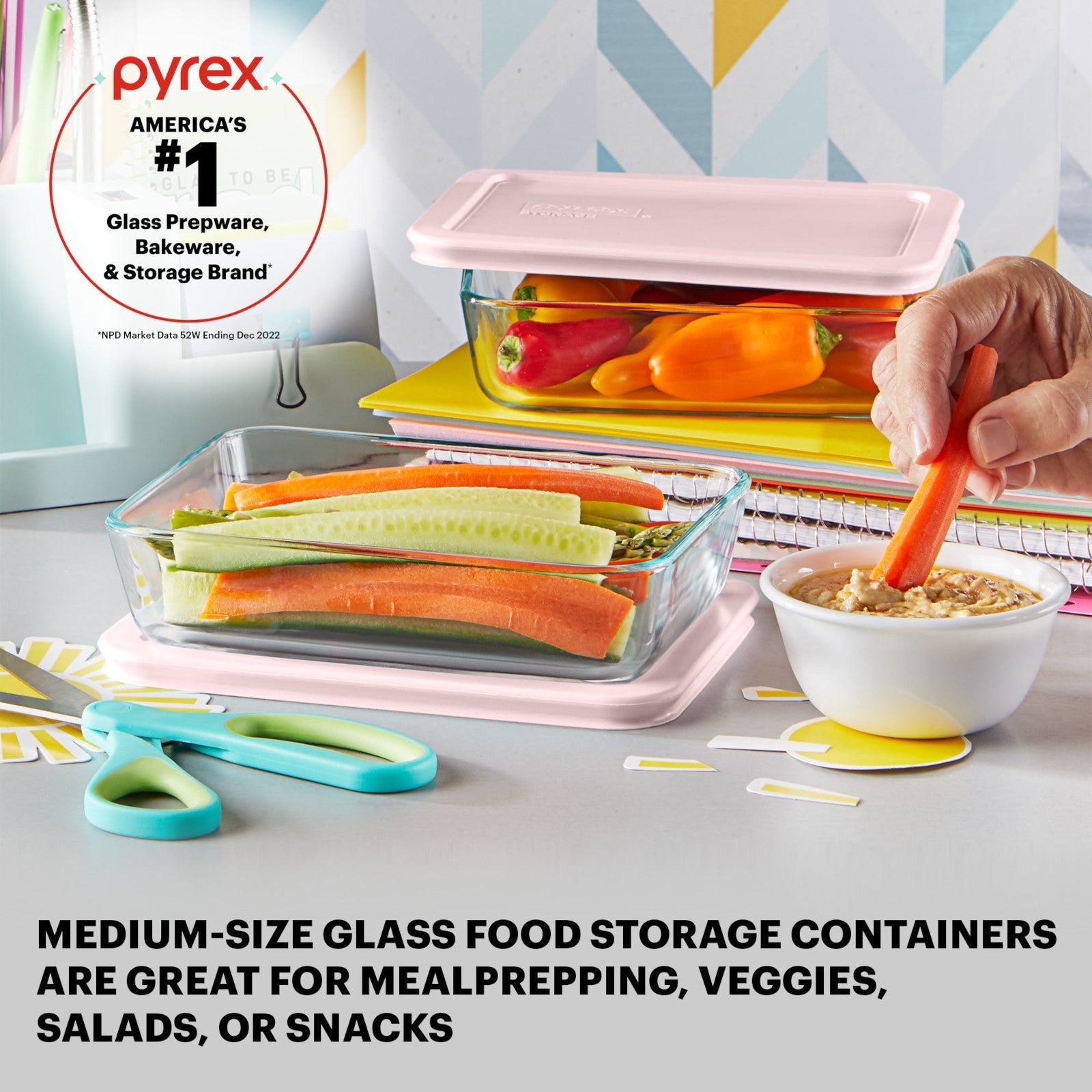 pyrex-simply-store-4-piece-3-cup-rectangle-glass-storage-set-with-pink-lids image 2