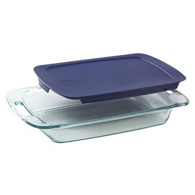 pyrex-easy-grab-3-quart-glass-baking-dish-with-blue-lid image 1