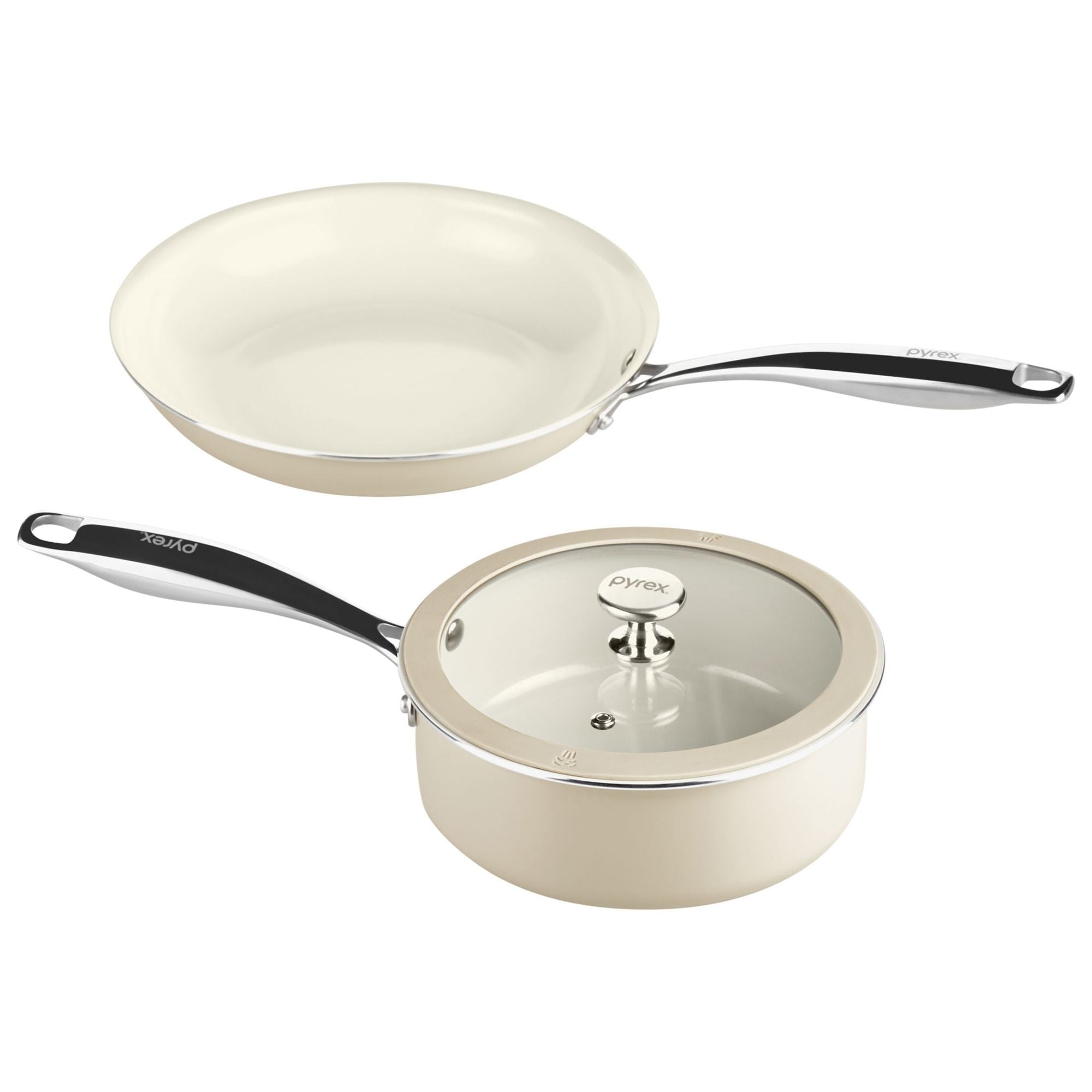 pyrex-ceramic-cookware-3-piece-set-with-two-pans-and-glass-lid image 1