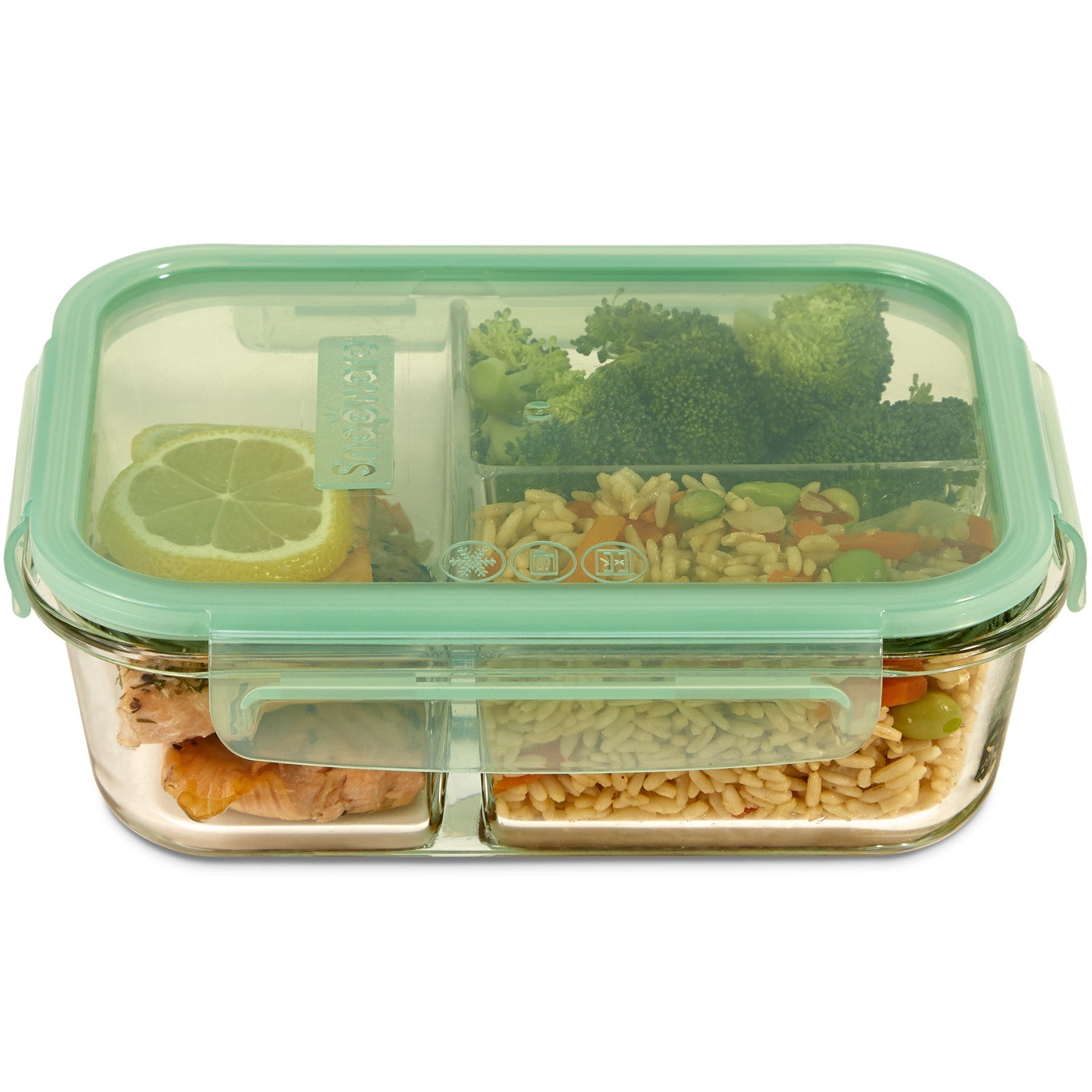 snapware-mealbox-3-8-cup-divided-glass-storage-container-with-lid image 1