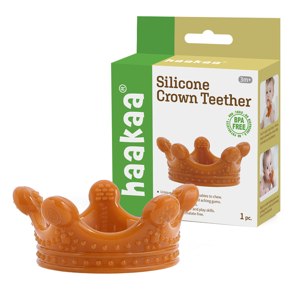 haakaa-silicone-crown-teether-amber-1-pack image 1