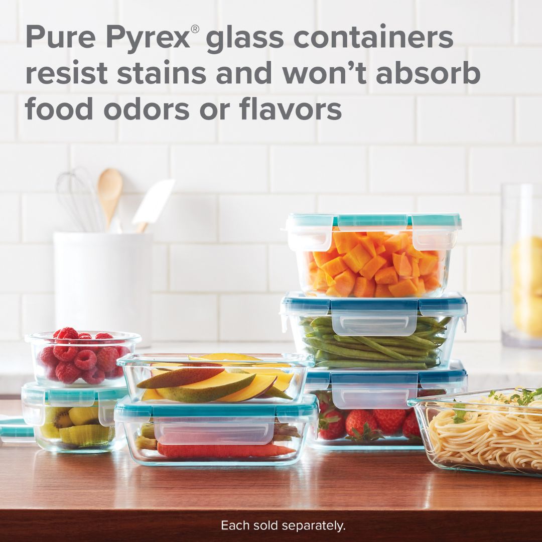 snapware-total-solution-pyrex-glass-4-cup-square-food-storage-container-with-pla image 4