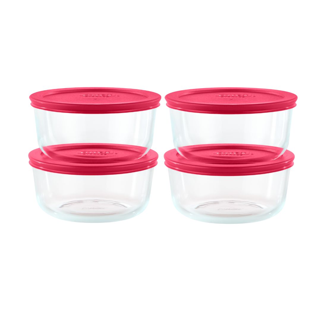 pyrex-simply-store-8-piece-glass-food-storage-container-set-with-red-lids image 1