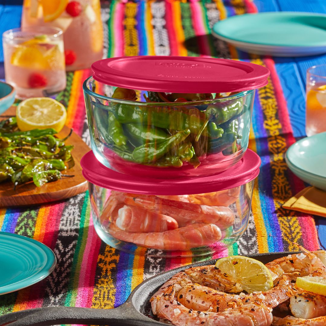 pyrex-simply-store-8-piece-glass-food-storage-container-set-with-red-lids image 2
