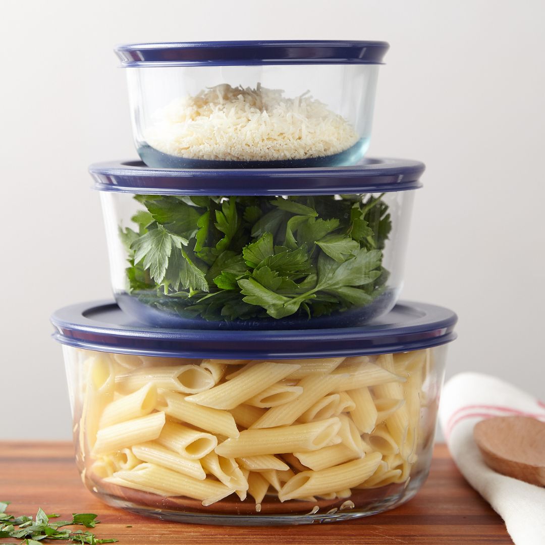 pyrex-simply-store-6-piece-round-glass-food-storage-set-with-blue-lids image 2