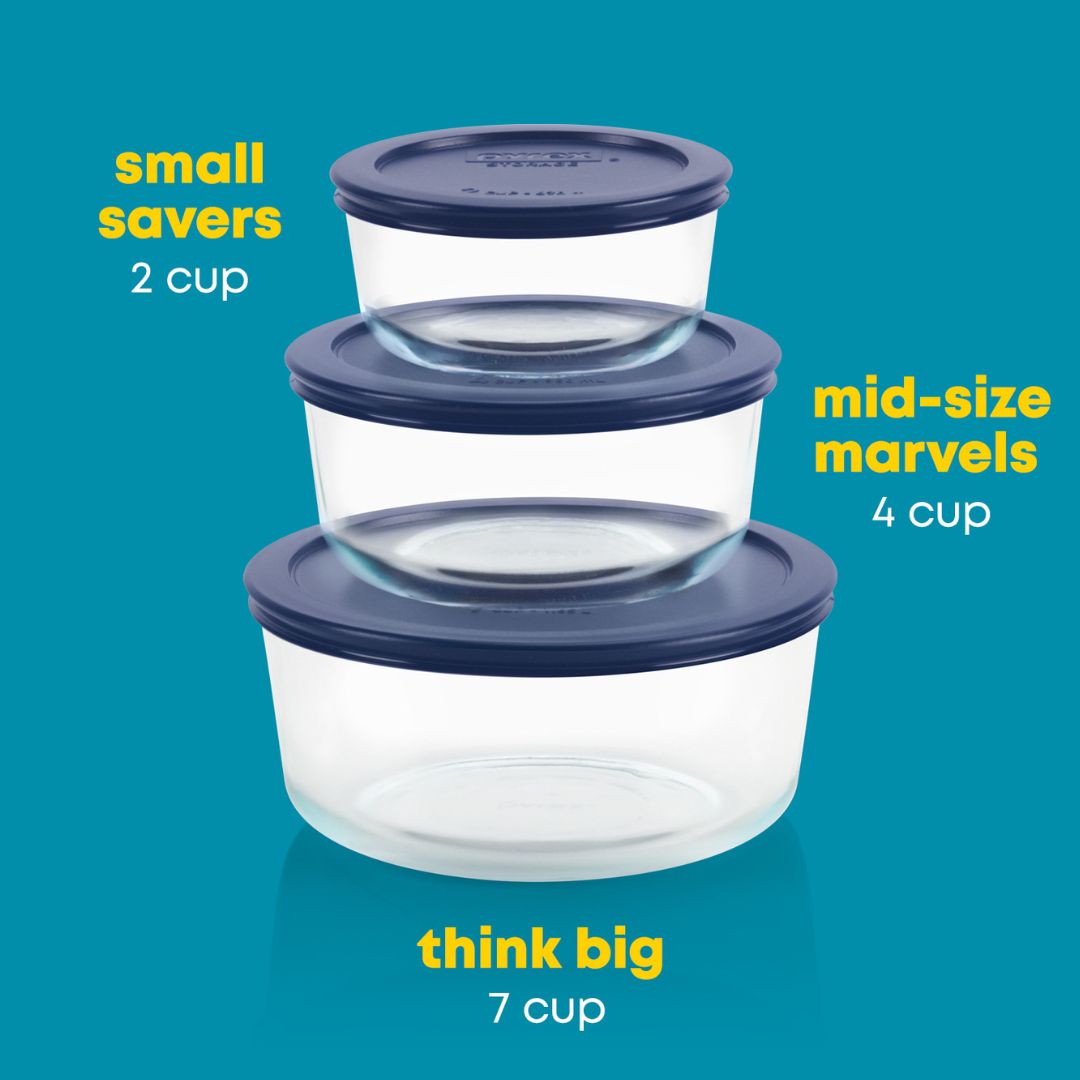 pyrex-simply-store-6-piece-round-glass-food-storage-set-with-blue-lids image 3