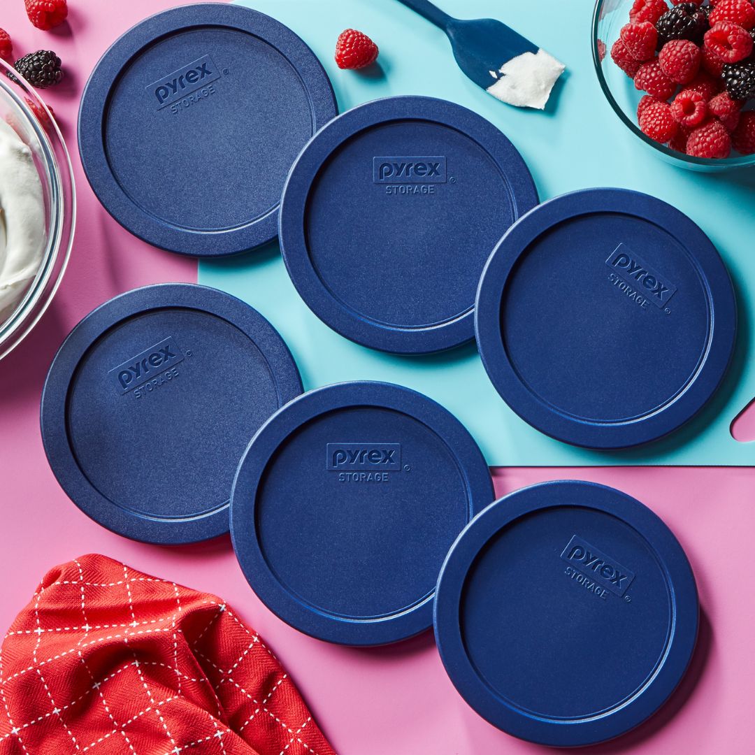 pyrex-4-cup-round-dark-blue-plastic-lids-6-pack image 2