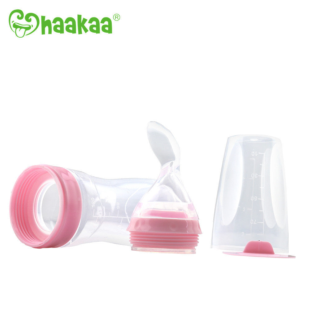 haakaa-silicone-baby-food-dispensing-spoon-with-cap-pack-of-4 image 2